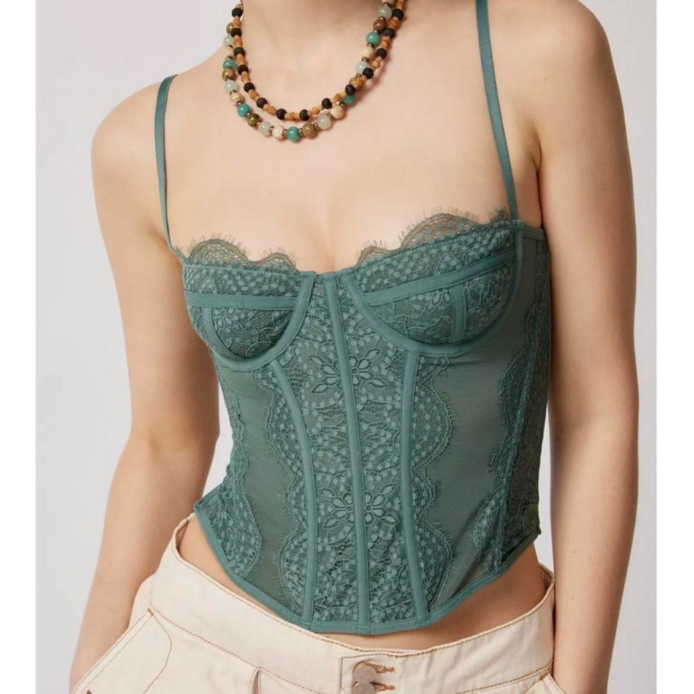Urban Outfitters Teal Lace Bustier Top